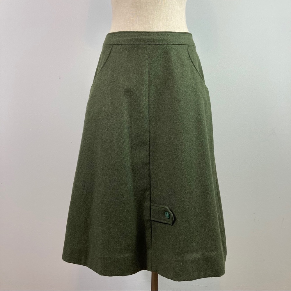 Vintage Hunter Green A-line Dark Academia Wool Handmade Skirt